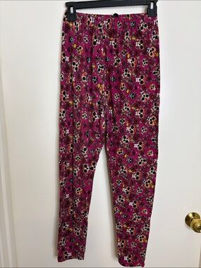 Agnes & Dora Magenta Sugar Skull Print Leggings